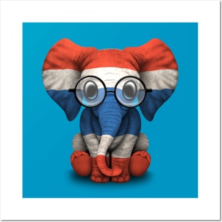 Baby Elephant with Glasses and Thai Flag Posters and Art